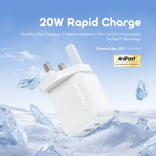 ORAIMO Dual Port Fast 20W Charger Kit - Image 4